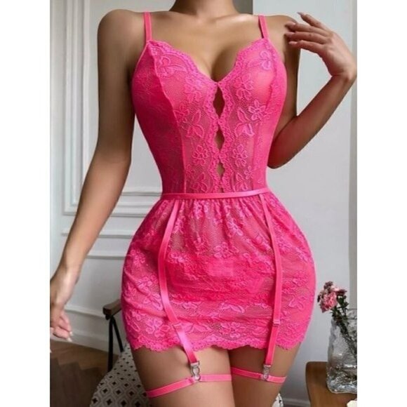 Sexy Babydolls Floral Garter Lingerie Set - Picture 5 of 6